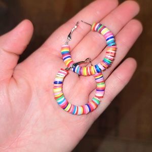 Multicolor hoop earring